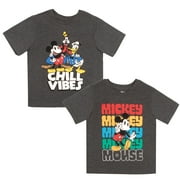 Disney Mickey Mouse Chill Vibes Boys 2-Pack Short Sleeve T-Shirt Bundle Set for Kids (Size 2T-7)